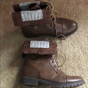 Brown combat boots